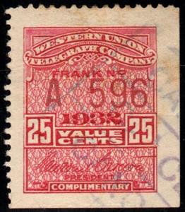 Stamp, Frank - dated 1932, United States of America,  , Signatures - Autographs, Telegraphy