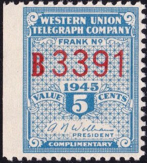 Stamp, Frank - dated 1945, United States of America,  , Signatures - Autographs, Telegraphy