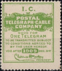 Stamp, Illinois Central Railroad frank - dated 1909, United States of America,  , Railways, Signatures - Autographs, Telegraphy