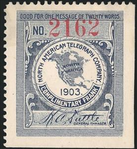 Stamp, Map of North America - Frank - dated 1903, United States of America,  , Maps, Signatures - Autographs, Telegraphy