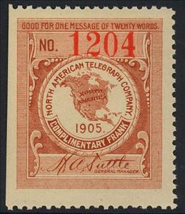 Stamp, Map of North America - Frank - dated 1905, United States of America,  , Maps, Signatures - Autographs, Telegraphy