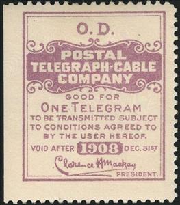Stamp, Old Dominion Steamship Company frank - dated 1908, United States of America,  , Signatures - Autographs, Telegraphy