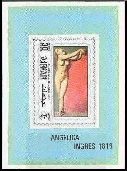 Souvenir Sheet, Angelica, Jean Auguste Dominique Ingres (1819), Ajman,  , Art, Nudes, Paintings