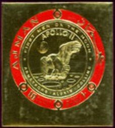 Souvenir Sheet, Apollo 11, Armstrong, Aldrin, Collins, Ajman,  , Astronauts, Coins, Heads of State, Outer Space, Round Stamps, Space Traveling