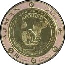Stamp, Apollo 11, Armstrong, Aldrin, Collins, Ajman,  , Astronauts, Coins, Heads of State, Outer Space, Round Stamps, Space Traveling
