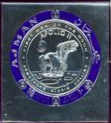 Souvenir Sheet, Apollo 11, Armstrong, Aldrin, Collins, Ajman,  , Astronauts, Coins, Heads of State, Outer Space, Round Stamps, Space Traveling