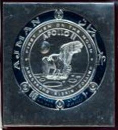 Souvenir Sheet, Apollo 11, Armstrong, Aldrin, Collins, Ajman,  , Astronauts, Coins, Heads of State, Outer Space, Round Stamps, Space Traveling