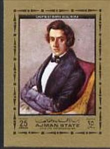 Stamp, Chopin, Maria Wodzinska (1836), Ajman,  , Composers, Men, Paintings, Portraits