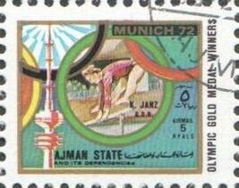 Stamp, Gymnastics, Uneven Bars, Ajman,  , Olympic Games, Sports