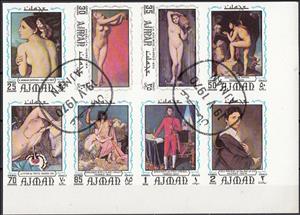 Se-tenant, Paintings by Jean Auguste Dominique Ingres (1780-1867), Ajman,  , Nudes, Paintings