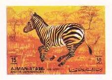 Stamp, Plains Zebra (Equus quagga), Ajman,  , Animals (Fauna), Mammals, Zebras