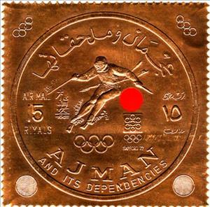 Stamp, Slalom, Ajman,  , Olympic Games, Skiing, Sports, Winter Sports