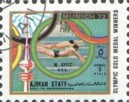 Stamp, Swimming, Ajman,  , Olympic Games, Sports