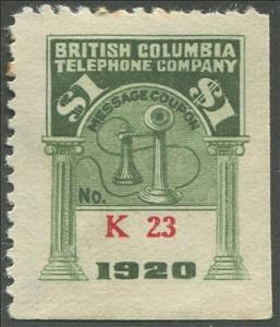 Stamp, Telephone - dated 1920, Canada,  , Telephones, Telephony