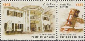 Se-tenant, 50th Anniversary of the Pact of San Jose, Costa Rica,  , Anniversaries and Jubilees, Buildings, Human Rights