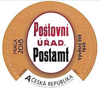 Stamp, Postal Coat of Arms 1920 - Praga 2018, Czech Republic,  , Coats of Arms, Round Stamps