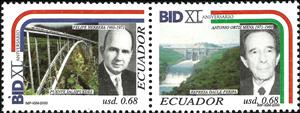 Se-tenant, Felipe Herrera Lane-Antonio Ortiz Mena, Ecuador,  