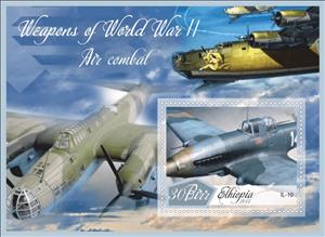 Souvenir Sheet, Weapons of World War II. Air combat, Ethiopia,  