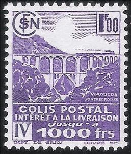 Stamp, Colis-Postal, Valeur déclarée, France,  , Bridges, Railways