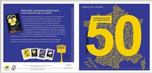 Souvenir Sheet, 50 years Post Code, France,  , Anniversaries and Jubilees, Flowers, Hands, Postal Services