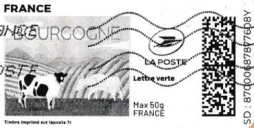Stamp, Bourgogne. in black. Redesign., France,  , Bulls and Cows, Landscapes
