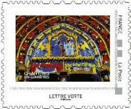 Stamp, Chartres in Lights 2022 Cathedral North 2, France,  , Churches - Cathedrals - Basilicas - Chapels, Night Views