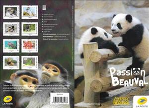 Souvenir Sheet, Passion Beauval 2022, France,  , Animals (Fauna), Birds, Flamingos, Лев, Lizards, Monkeys, Pandas, Parrots