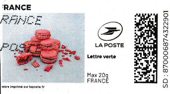 Stamp, Pink Macaroons. Redesign, France,  , Candy, Food