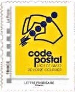 Post Code, your mail's password. Blue on yellow