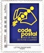 Post Code, your mail's password. Yellow on blue