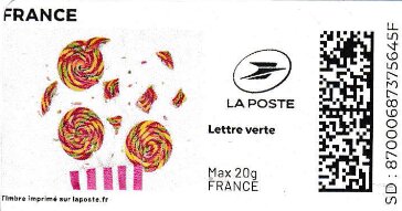 Stamp, Round Candy Lollipops. Redesign, France,  , Candy