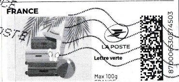 Stamp, Summer. Luggage in black. Redesign, France,  , Suitcases, Summer