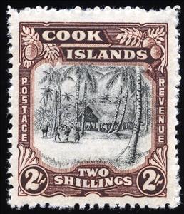 Stamp, Village and Palms, Cook Islands,  