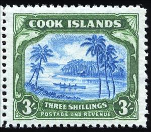 Stamp, Coastal Scene and Canoe, Cook Islands,  