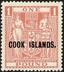 Stamp, Overprinted,Black,Red, Cook Islands,  
