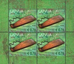 Booklet Pane, Musical instruments: Kokle, Latvia,  , C.E.P.T. / Europe, Music, Musical Instruments