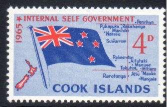 Flag of New Zeland and Map of Cook Islands