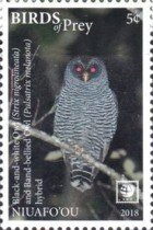 Stamp, Strix huhula, Niuafo'ou,  , Animals (Fauna), Birds, Birds of Prey