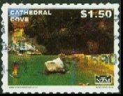 Stamp, Cathedral Cove - Large Format, Personalized and Private Mail Stamps,  , Beaches, Coastal Areas, Sea