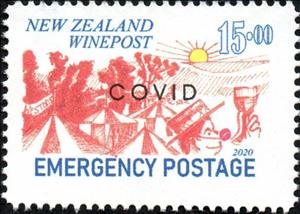 Stamp, Emergency Postage - Covid Overprint, Personalized and Private Mail Stamps,  , Wine