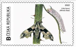 Stamp, Lime Hawk Moth. (Mimas tiliae) Lišaj lipový, Personalized and Private Mail Stamps,  , Animals (Fauna), Butterflies