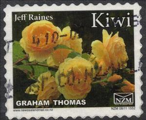 Stamp, Rose, Graham Thomas - Small Format, Personalized and Private Mail Stamps,  , Flowers, Plants (Flora), Roses