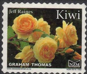 Stamp, Rose, Graham Thomas - Small Format, Personalized and Private Mail Stamps,  , Flowers, Plants (Flora), Roses