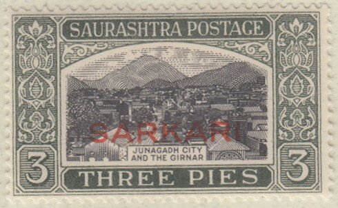 Junagadh City and The Girnar Overprinted