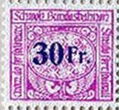 Stamp, Railway stamps thick blue face value and color underprint, Switzerland,  , Numbers