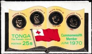 Stamp, Book, Tongan monarchs and flag, Tonga,  , Books, British Commonwealth, Famous People, Flags, Heads of State, Kings, Queens, Royalty