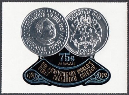 Front and back of the first palladium coinage