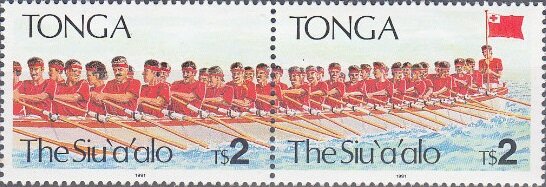 Se-tenant, Large canoe, Tonga,  , Canoeing, Festivals, Flags, Rowing