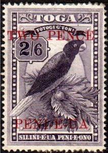 Stamp, Red Shining-Parrot (Prosopeia tabuensis), Tonga,  , Animals (Fauna), Birds, Parrots