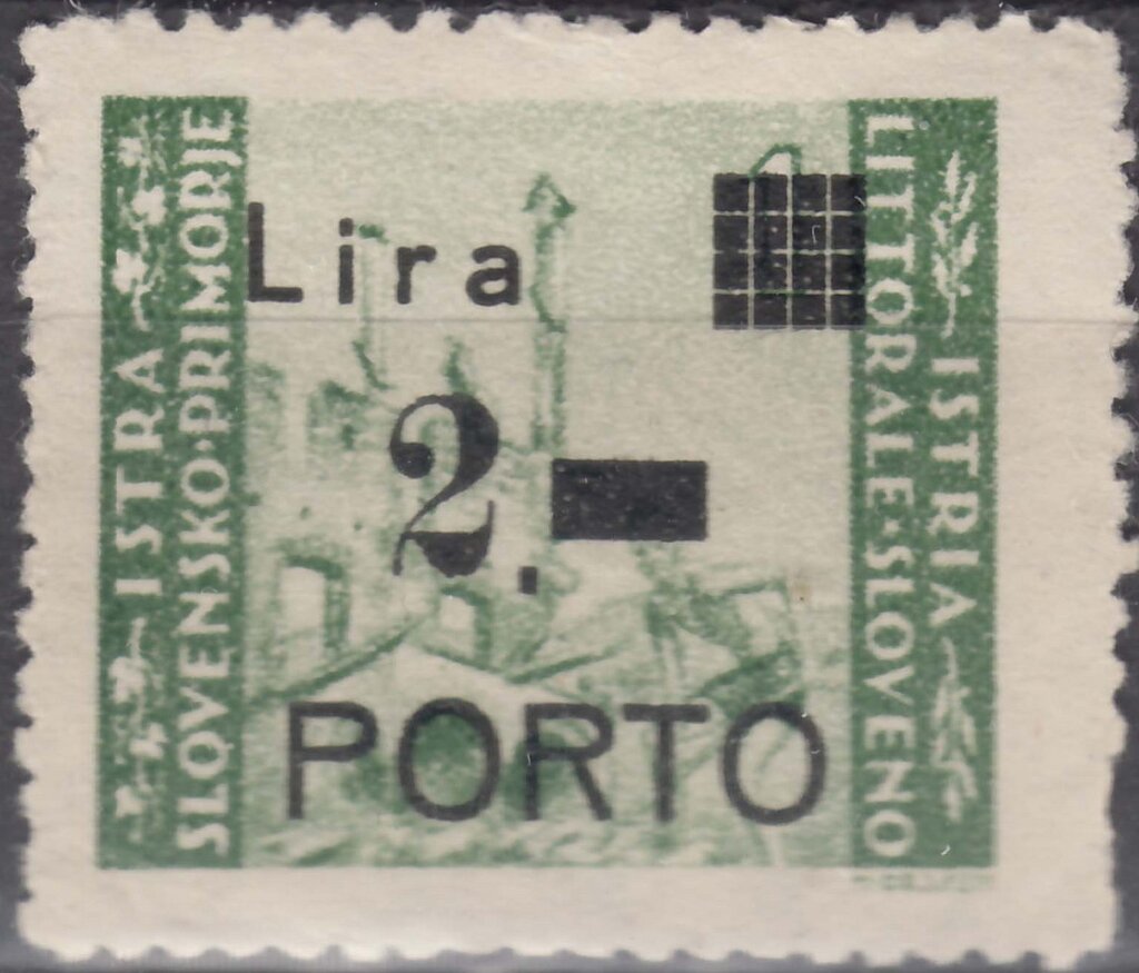 Landscape Stamp Overprint "PORTO" and new value